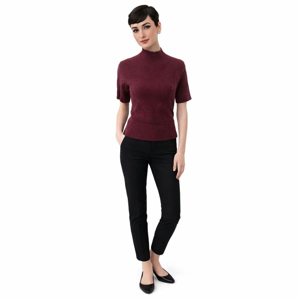 NWT Bailey 44 Textured Wine Mock Neck Top | Size Small